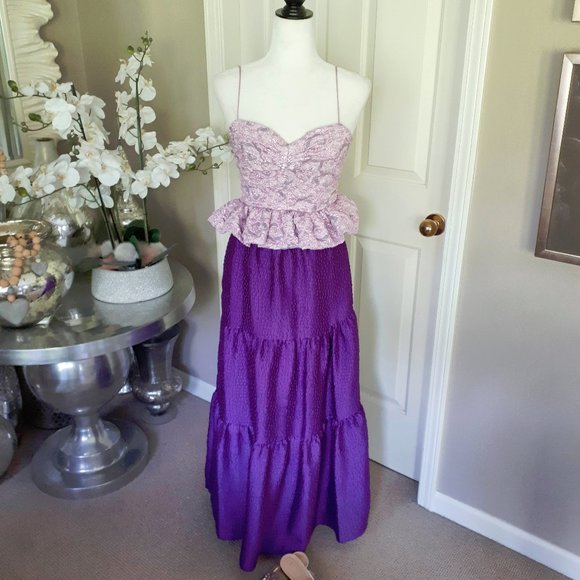 NWT Zara soft pink purple metallic peplum ruched top XS - Picture 6 of 8